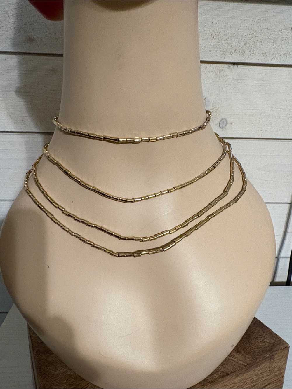 Bijoux Terner Vintage Gold-Tone Multi Strand Tube Bead Necklace